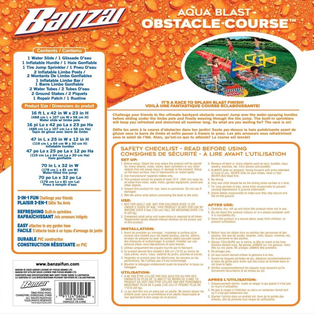 BANZAI AQUA BLAST OBSTACLE COURSE *DISTRESSED PKG