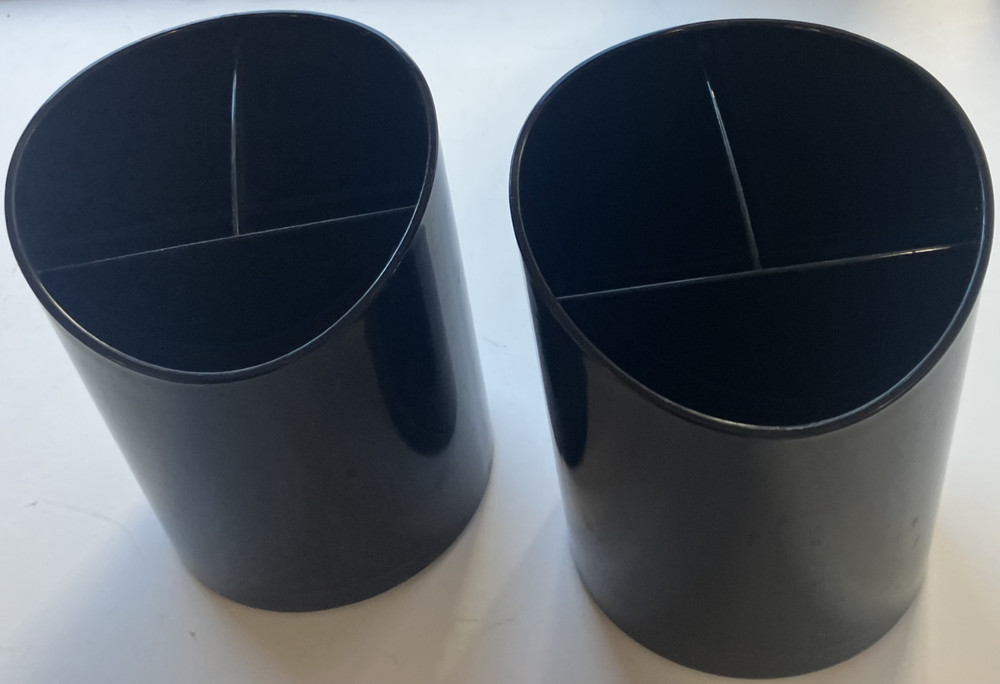 Two Black Plastic Three Compartments Newell Rubbermaid Supply Holders