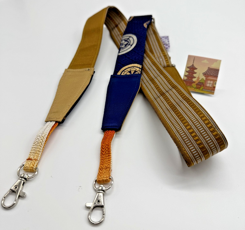 Handmade Japanese Kimono Obi Camera Strap Lanyard Traditional Stripe Pattern One
