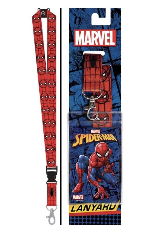 Spider-Man Logo Marvel Comics Lanyard ID Holder & Keychain Set New