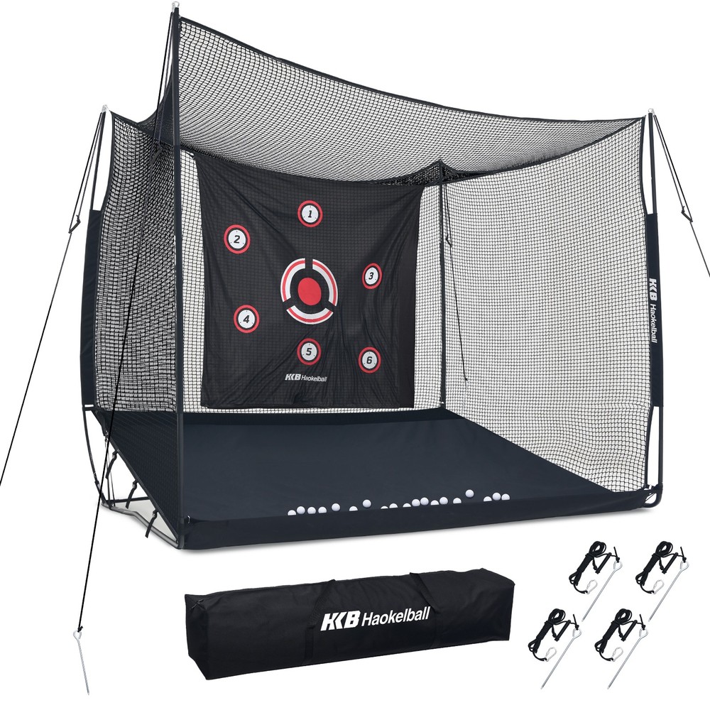 10x8x6ft Golf Hitting Net Cage Professional Golf Practice Net with Target Cloth