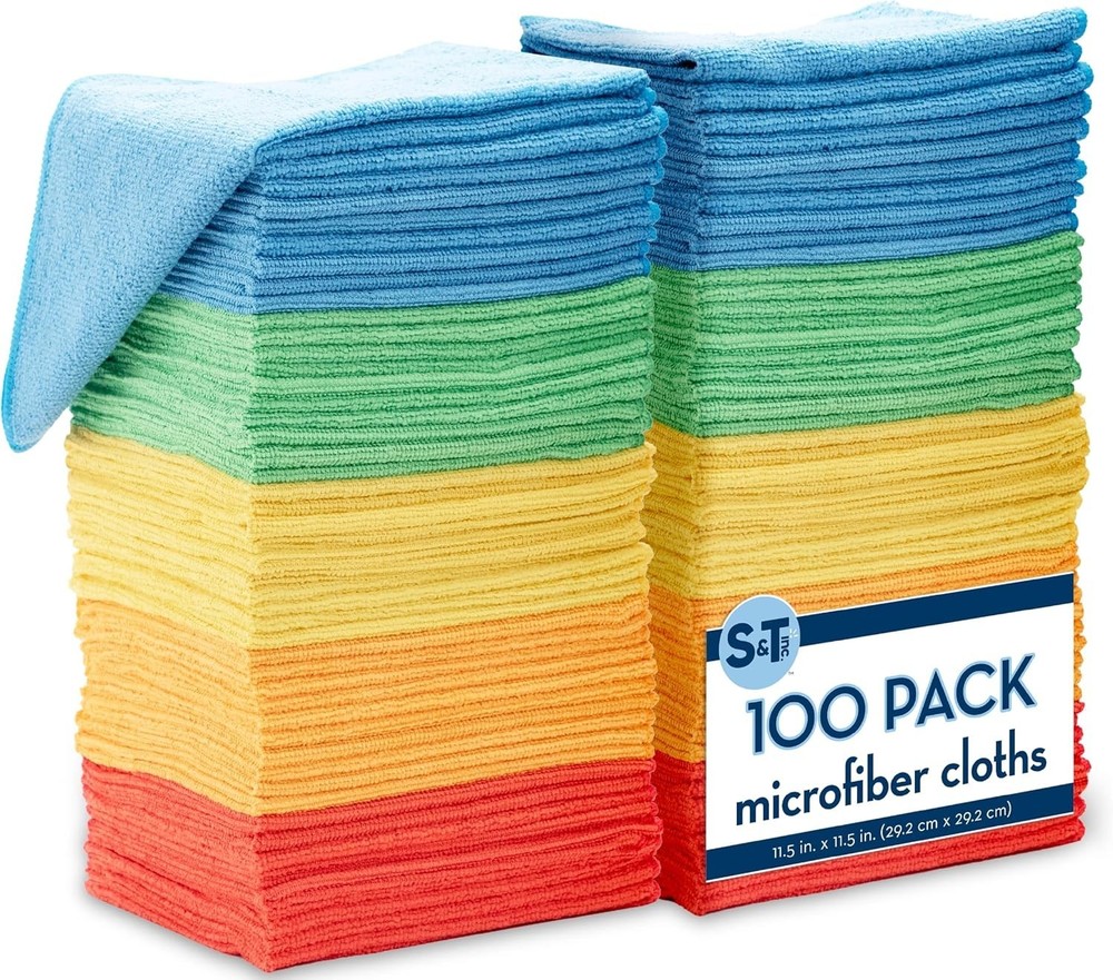 100 Pack Microfiber Cleaning Cloth, Bulk Towels for Home, Reusable Microfiber...