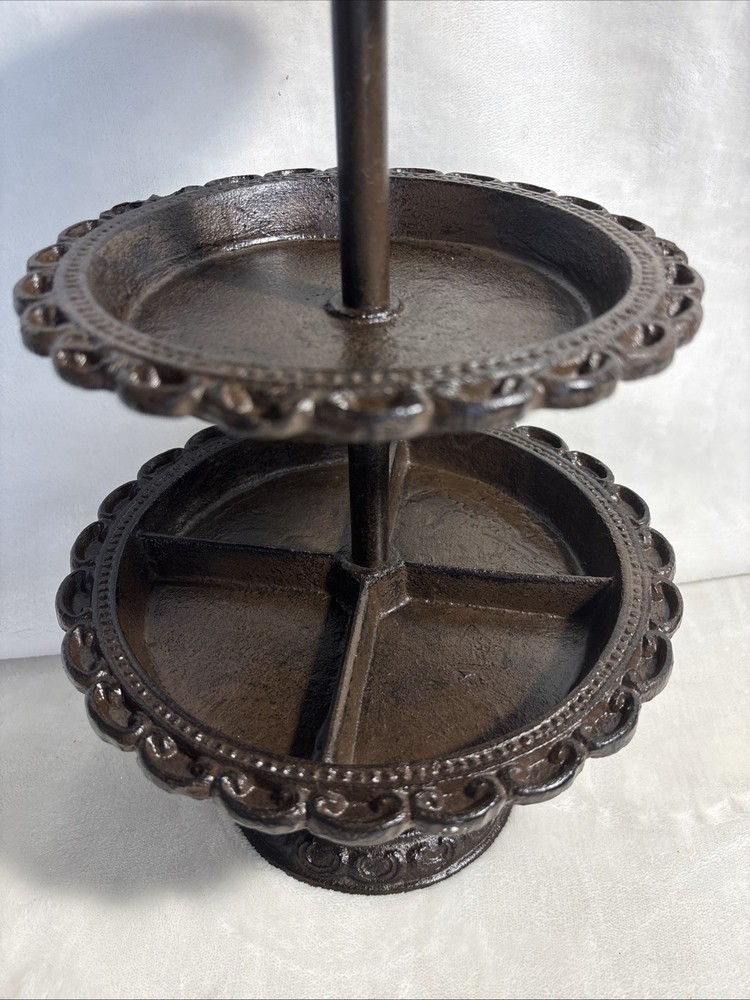 Vintage cast iron 3 tiered serving stand, 17” Tall