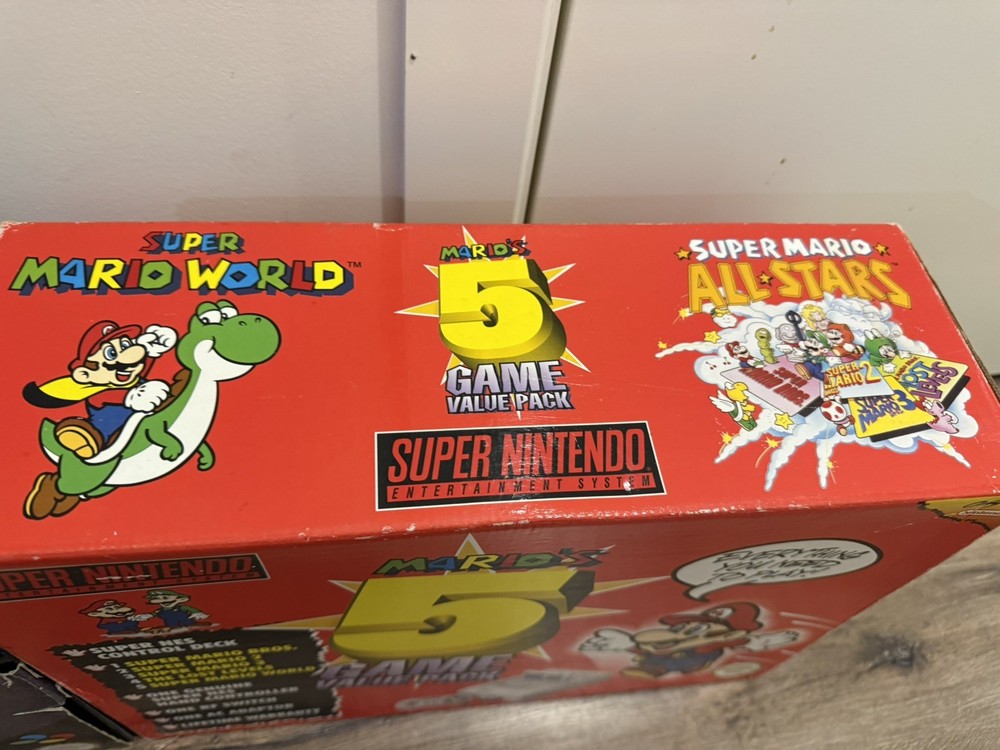 Super Nintendo console boxed - Marios 5 game value pack PAL