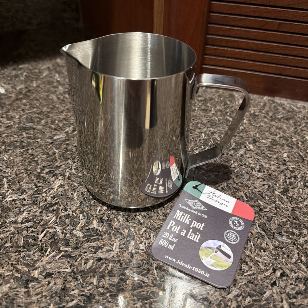 NEW IPAC IDEALE ITALY STAINLESS STEEL MILK POT 20 oz (600ml)