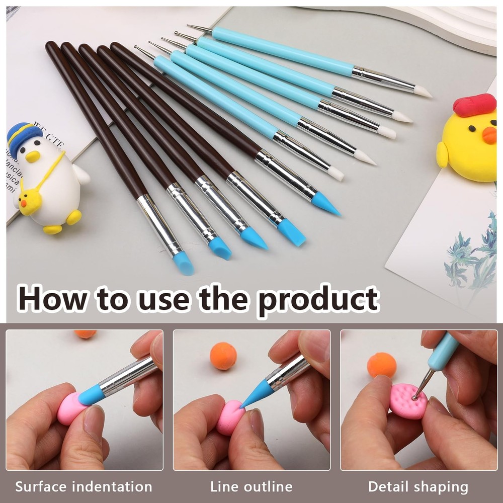 10 Pcs Silicone Clay Tools, Silicone Sculpting Tools, Polymer Clay Tools, Dot...