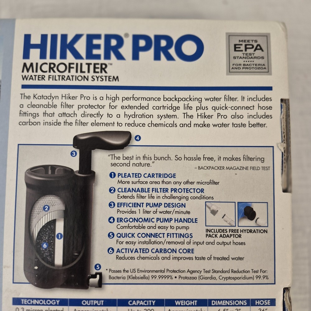 Katadyn Hiker Pro Microfilter Pump Portable Water Filter Backpacking New