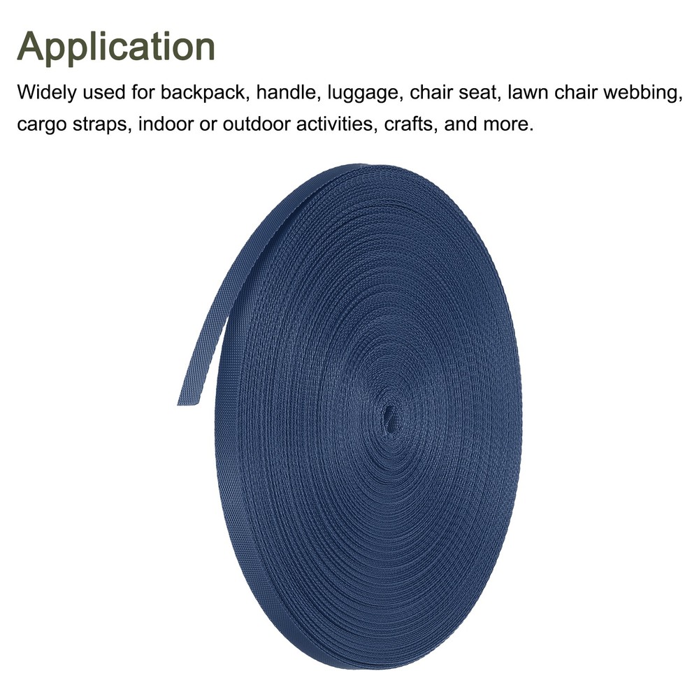 Flat Nylon Webbing Strap 3/8 Inch 50 Yards Dark Blue for Backpack
