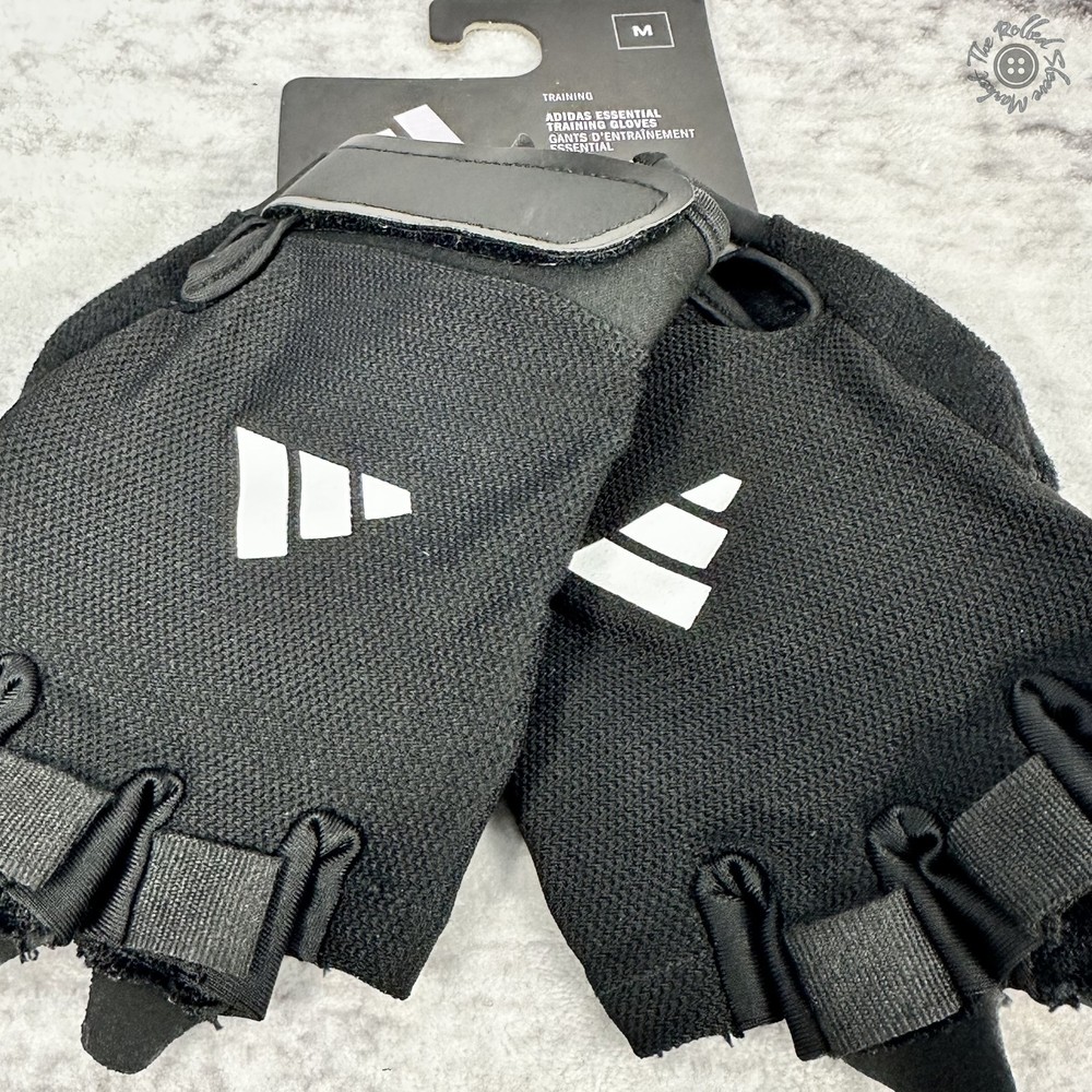 NWT - Adidas Essential Training Gloves - Black/White - Fingerless - Size Medium