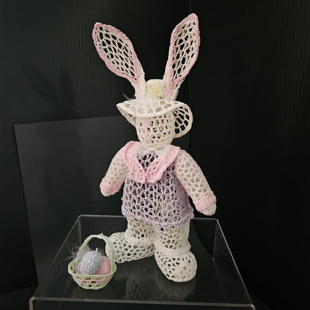 Crochet Easter Bunnies & Basket Of Eggs Spring Needs Repaired