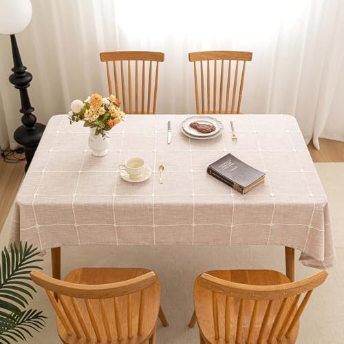 Rustic Farmhouse Tablecloth - Cotton 54" x 86" (Rectangular) Plaids Coffee
