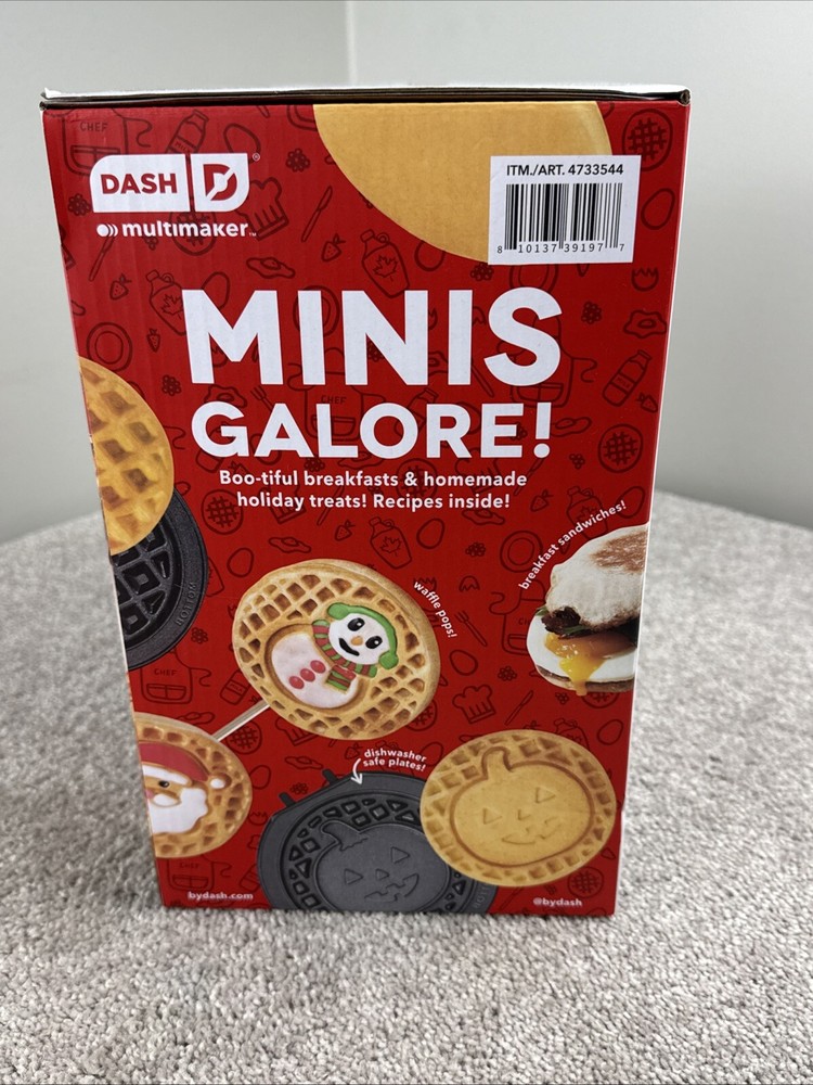 Dash Multi Plate Mini Waffle Maker 7 Removable Plates with Recipie Guide NEW