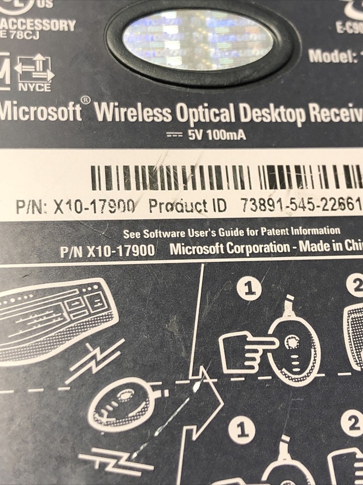 Used Microsoft Standard Wireless Optical Desktop Receiver X10-17900