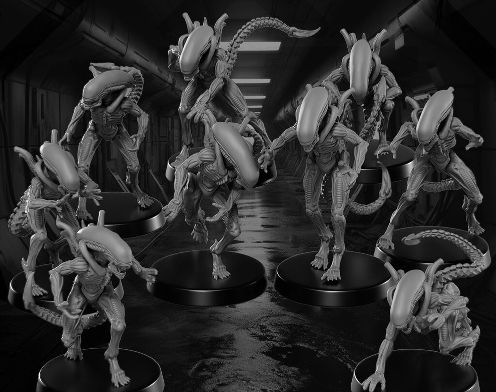 Space Marines Xenomorphs Alien Army 9-Pk 3D Printed Models