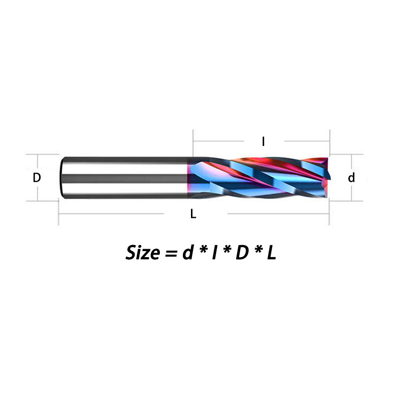 Solid Carbide End Mill 4 Flute nACo Coated - Micrograin Carbide - Slot Drill