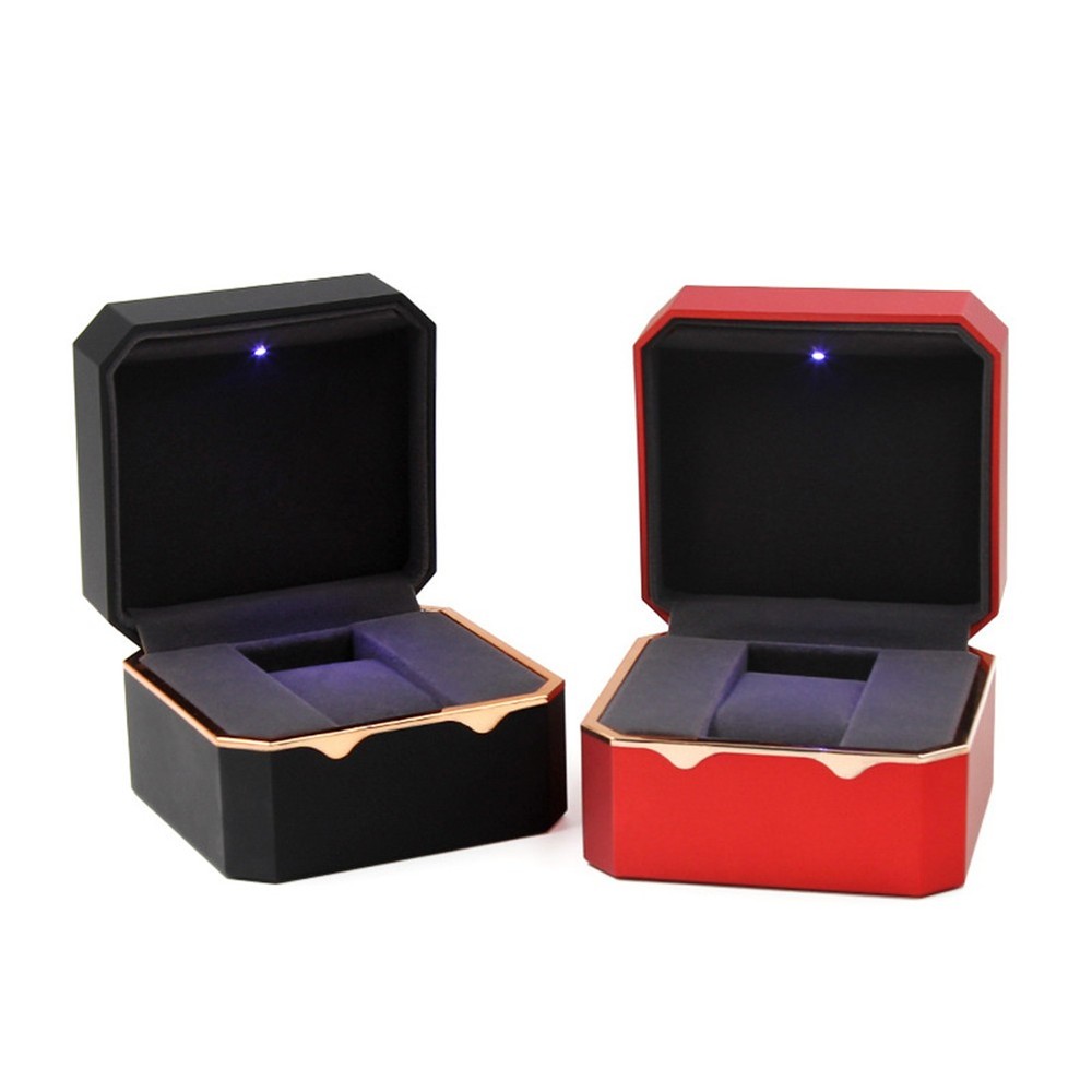 Luxury LED Light Single Watch Case Presentation Display Storage Holder Gift Box
