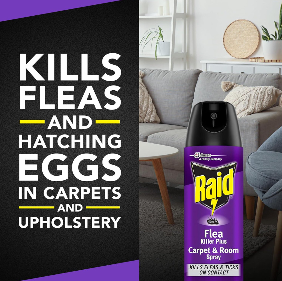Raid Flea Killer Plus Carpet & Room Spray, Bug Spray Kills Fleas & Flea Eggs, 16