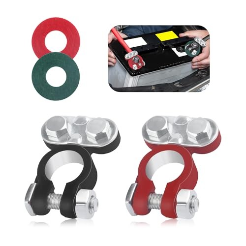 2PCS Adjustable Car Battery Terminal Connectors,Galvanized Negative/Positive