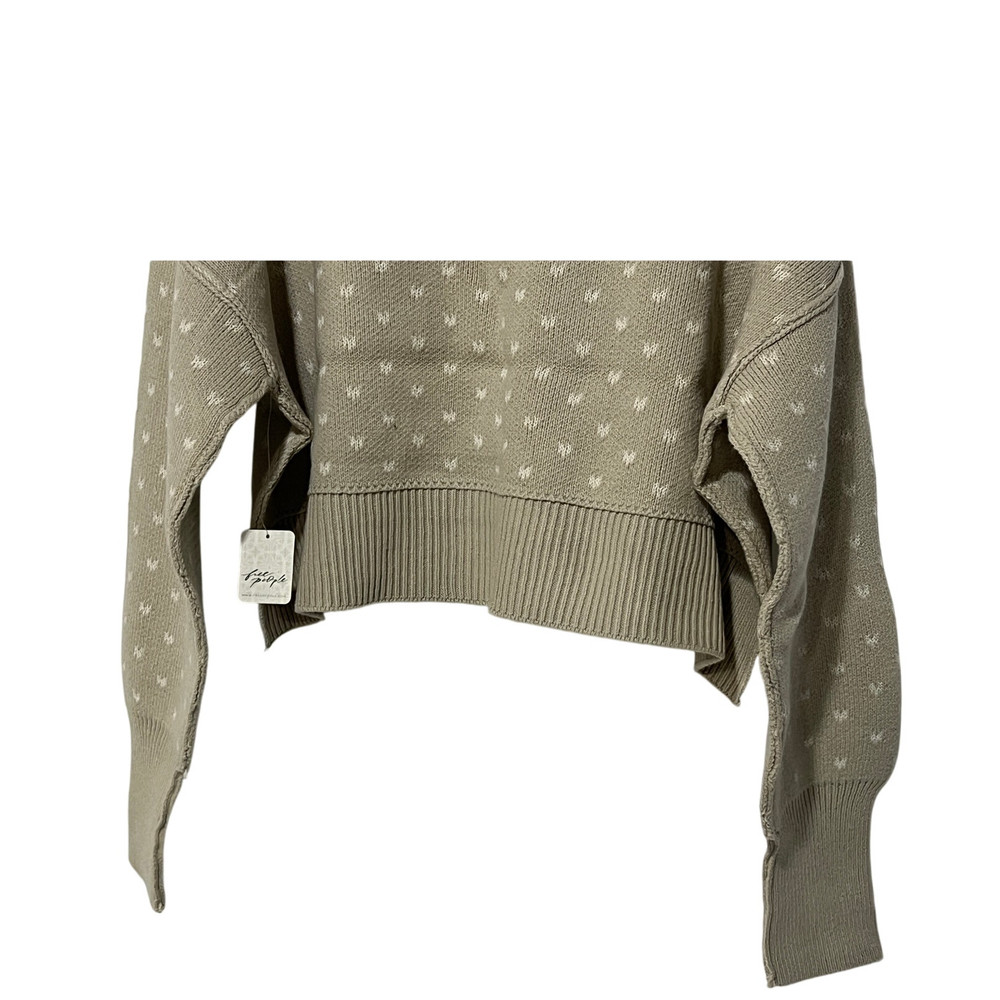 FREE PEOPLE WMNS MEDIUM PATTERN EASY STREET CROP PULLOVER SWEATER OATMEAL IVORY