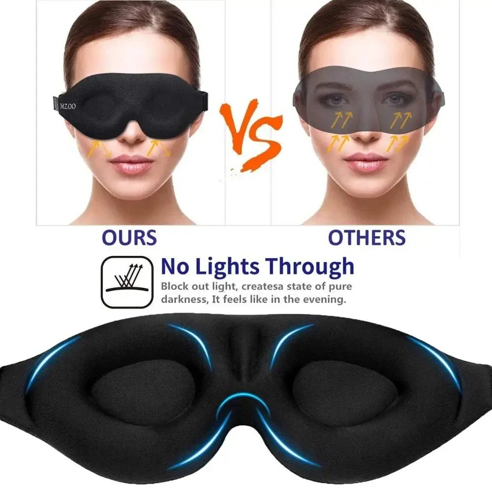 3D Contoured Sleep Eye Mask Zero Eye Pressure Concave Molded Blindfold Light