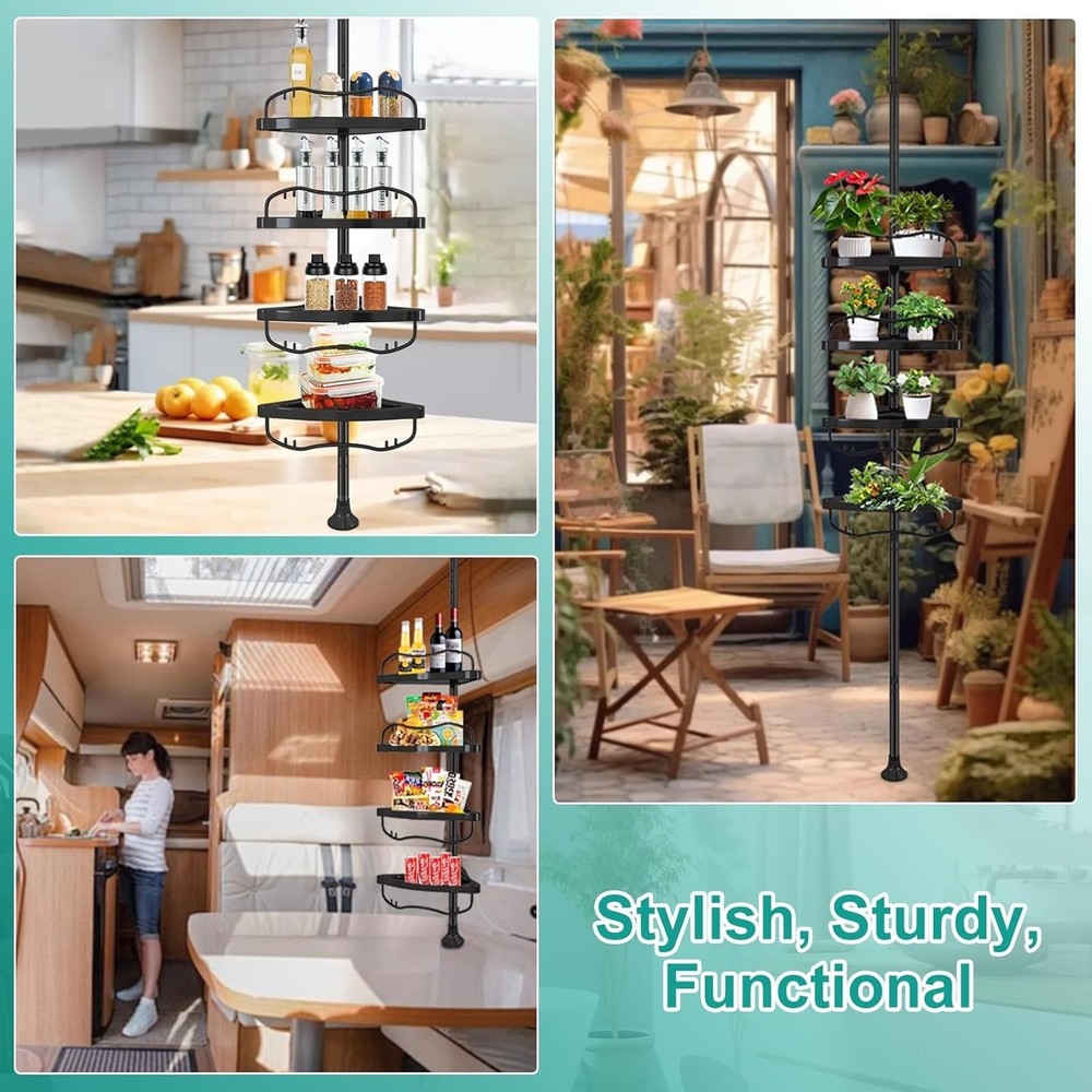 Corner : Rustproof 125" Tension Inside Shower Organizer, Adjustable Bathroom ...