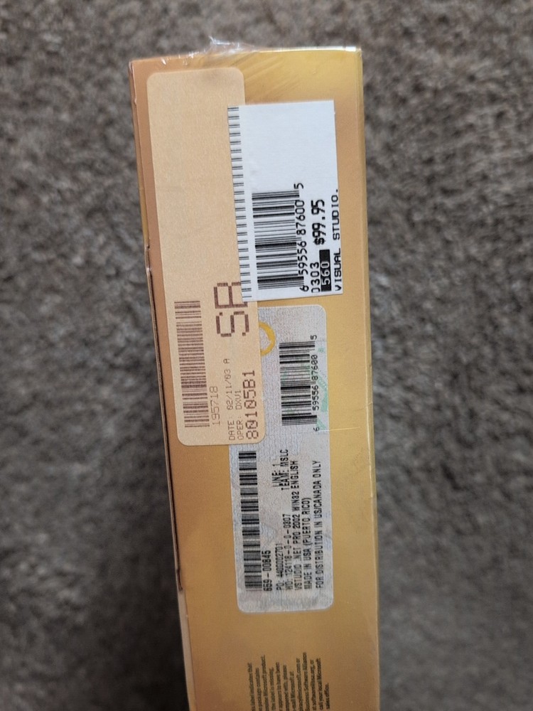 Microsoft Visual Studio .NET 2002 Professional Edition- Factory SEALED NEW