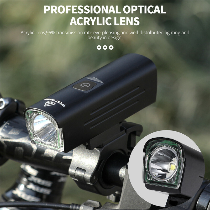WEST BIKING Bicycle Front Light 1300 Lumen LED USB Rechargeable Light Flashlight