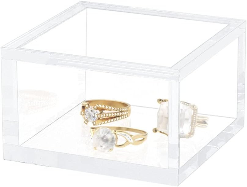 Small Acrylic Box with Lid, Clear Cube Display Case, Multi-Purpose Box Square...