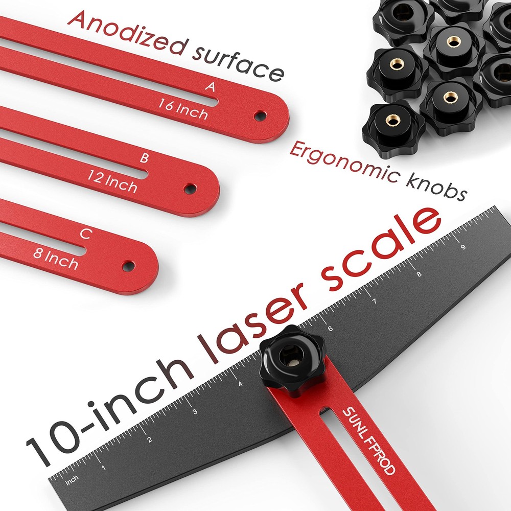SUNLFPROD Stair Tread Template Tool - Solid Gauge, 60IN, Red-Gray