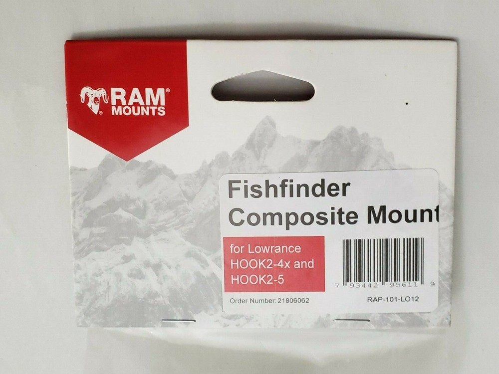 RAM Composite Drill Down 1.5" Ball Mount Hook 2 Fishfinders HOOK 2-5x