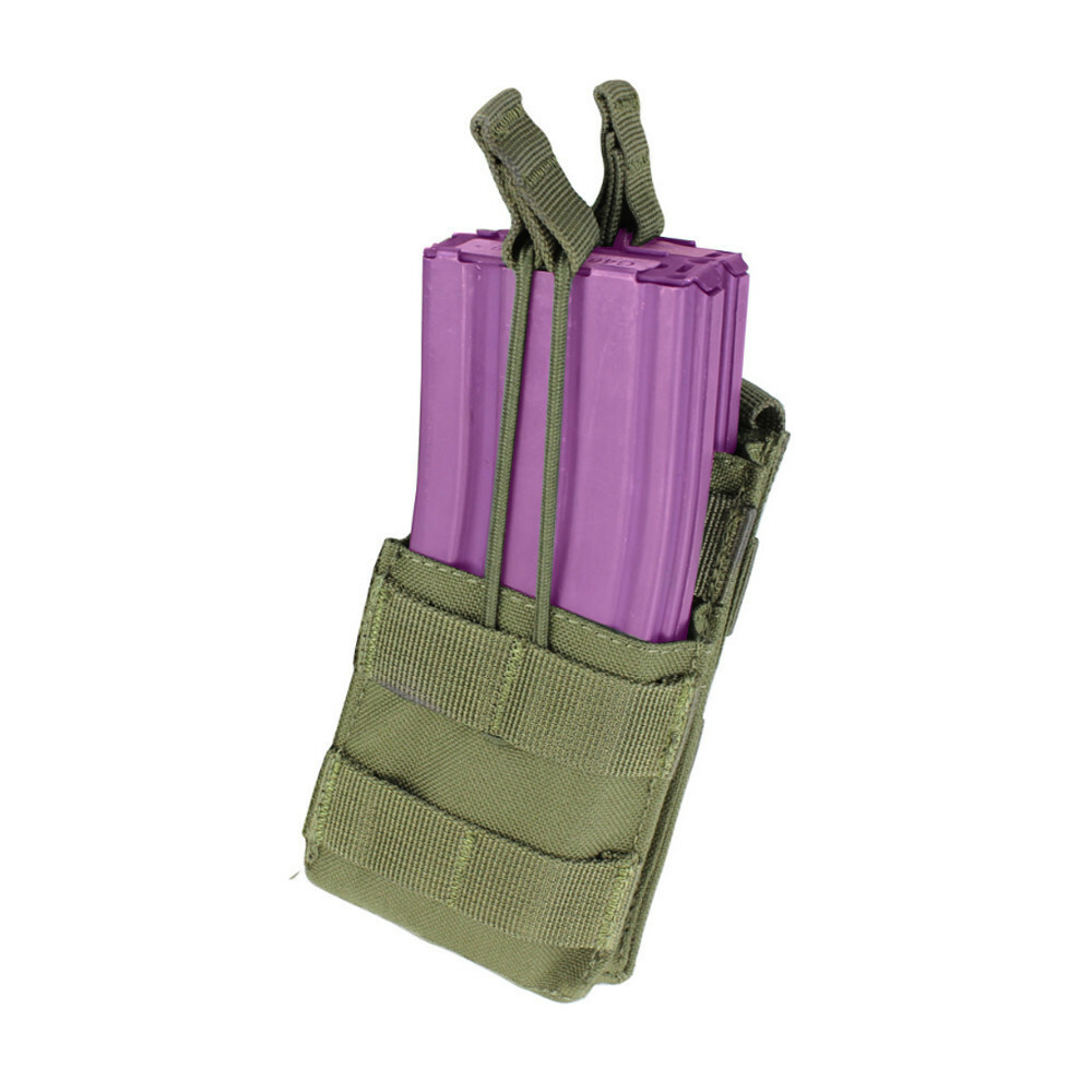 MOLLE PALS Modular Single Stack Bungee Open Top Magazine Mag Pouch - OD Green