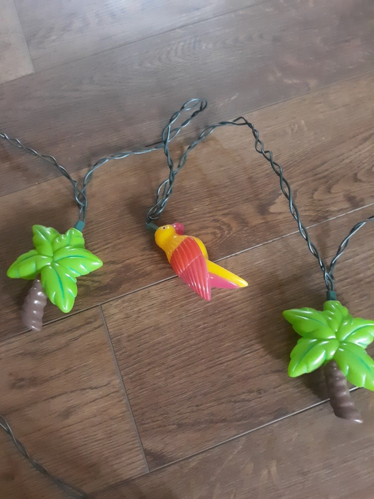 Tiki Palm Tree Parrot Birds Patio String Lights