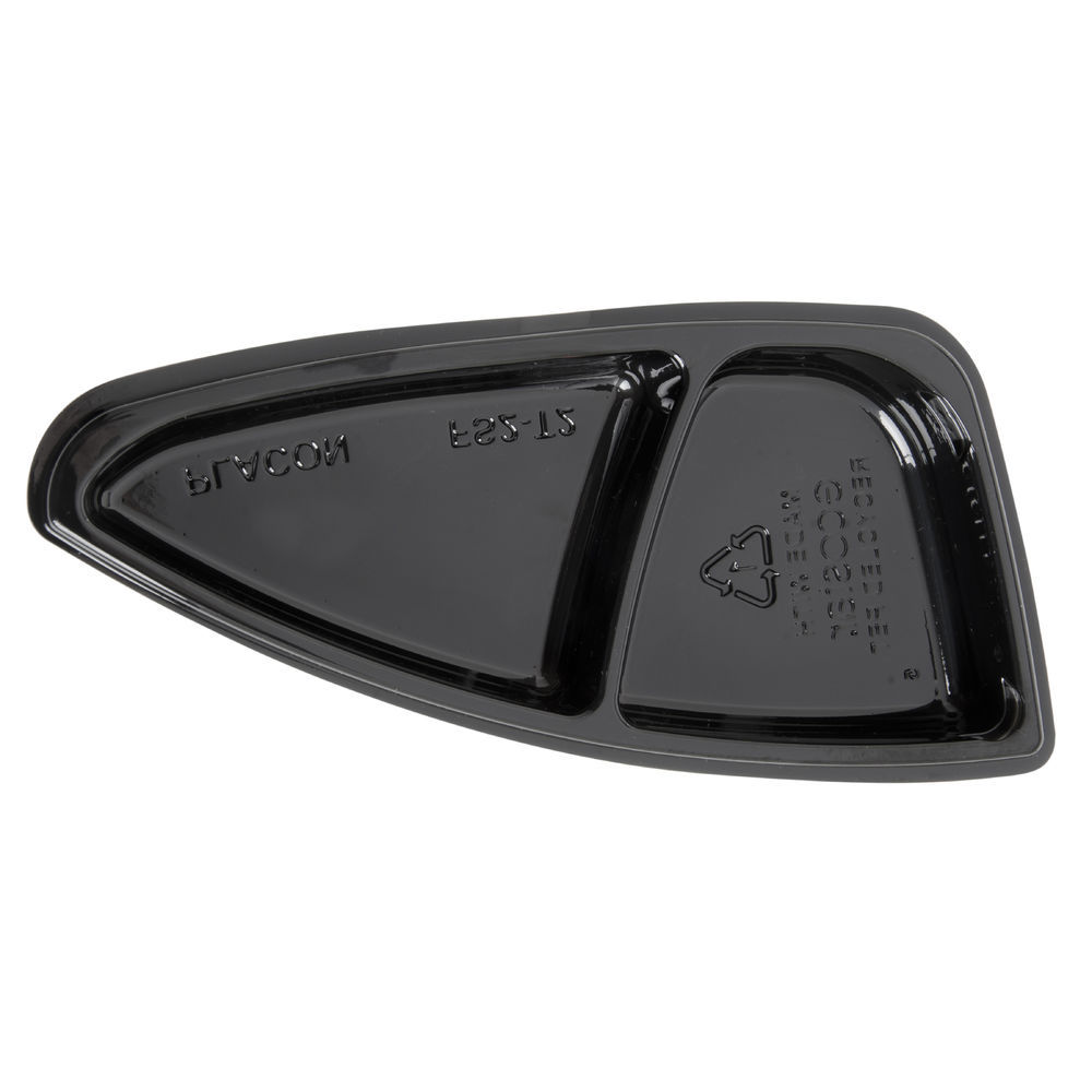 Fresh 'n Clear Selectables Black Plastic 2-Compartment Corner Insert - 6 3/8"L x