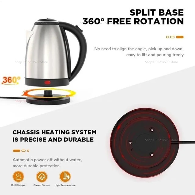 Electric Water Kettle New 2L Hot Water Kettle Stainless Steel Hot Boil Tea Maker