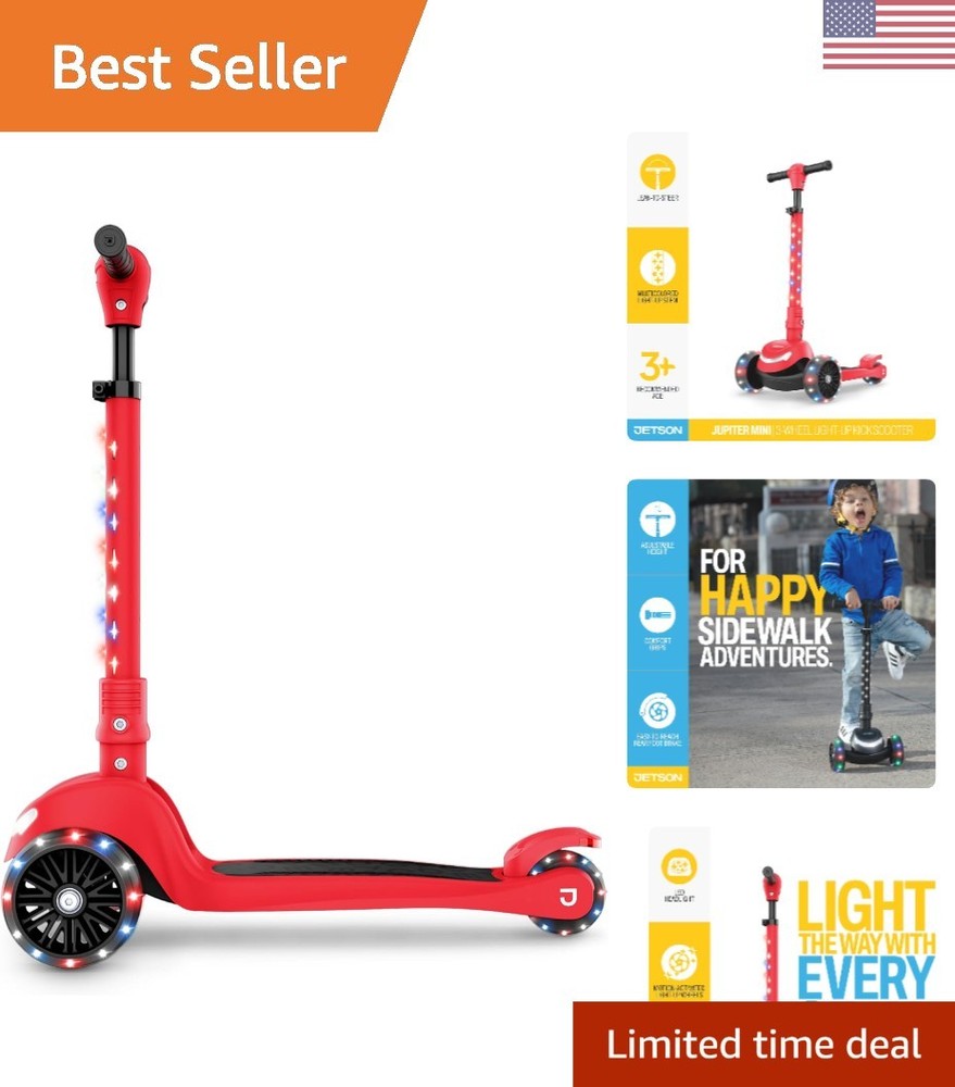 Jupiter Mini 3-Wheel Light-Up Kick Scooter - Adjustable & Foldable for Ages 3+