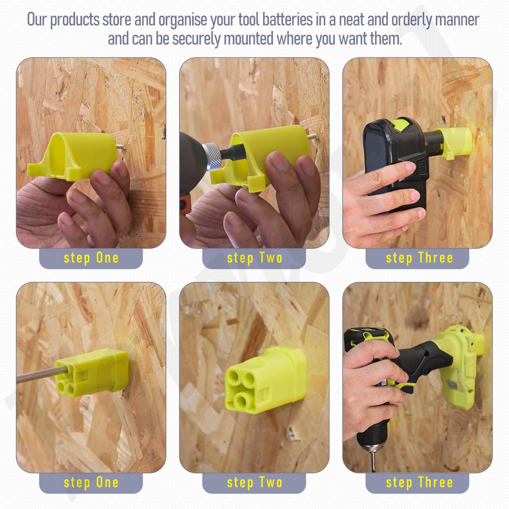 12 Pack Battery Holder Set for Ryobi 18V Tool – Wall Mount Storage Organizer for