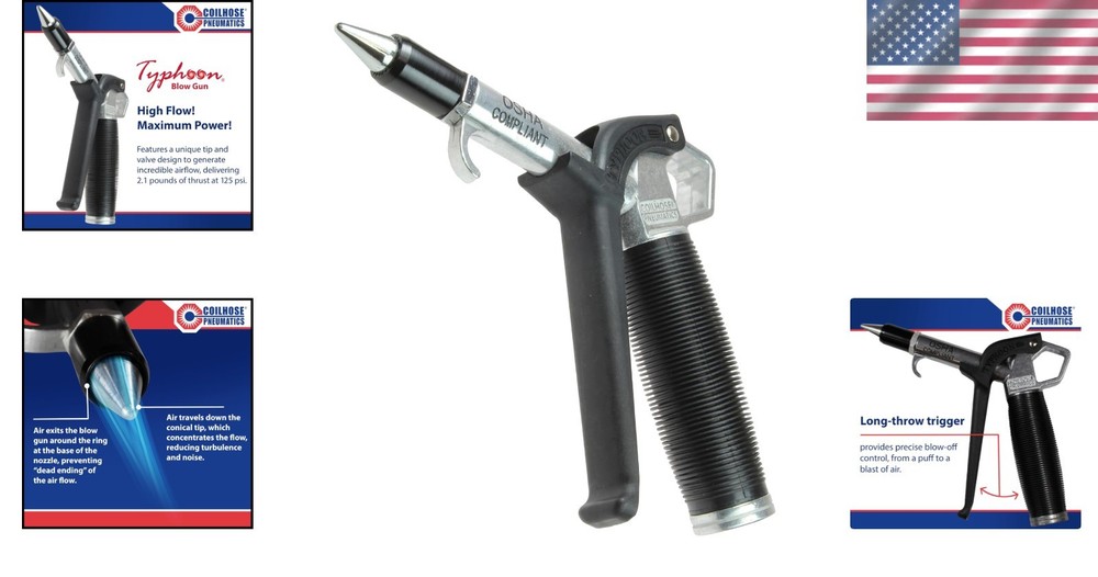 34 CFM Typhoon Hand Powered Blow Gun with Variable Flow for Controlled Blowing