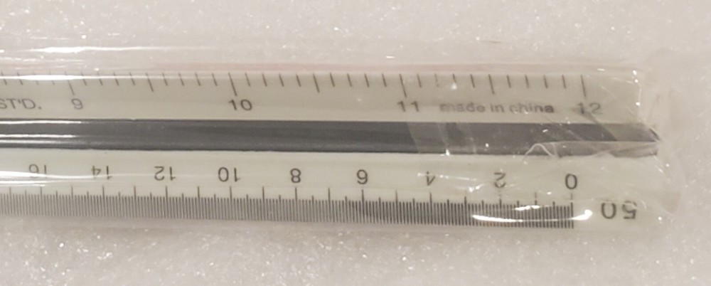 Pacific Arc T5121 Color Coded ENGINEER Triangle Scale Ruler 12 Inch.