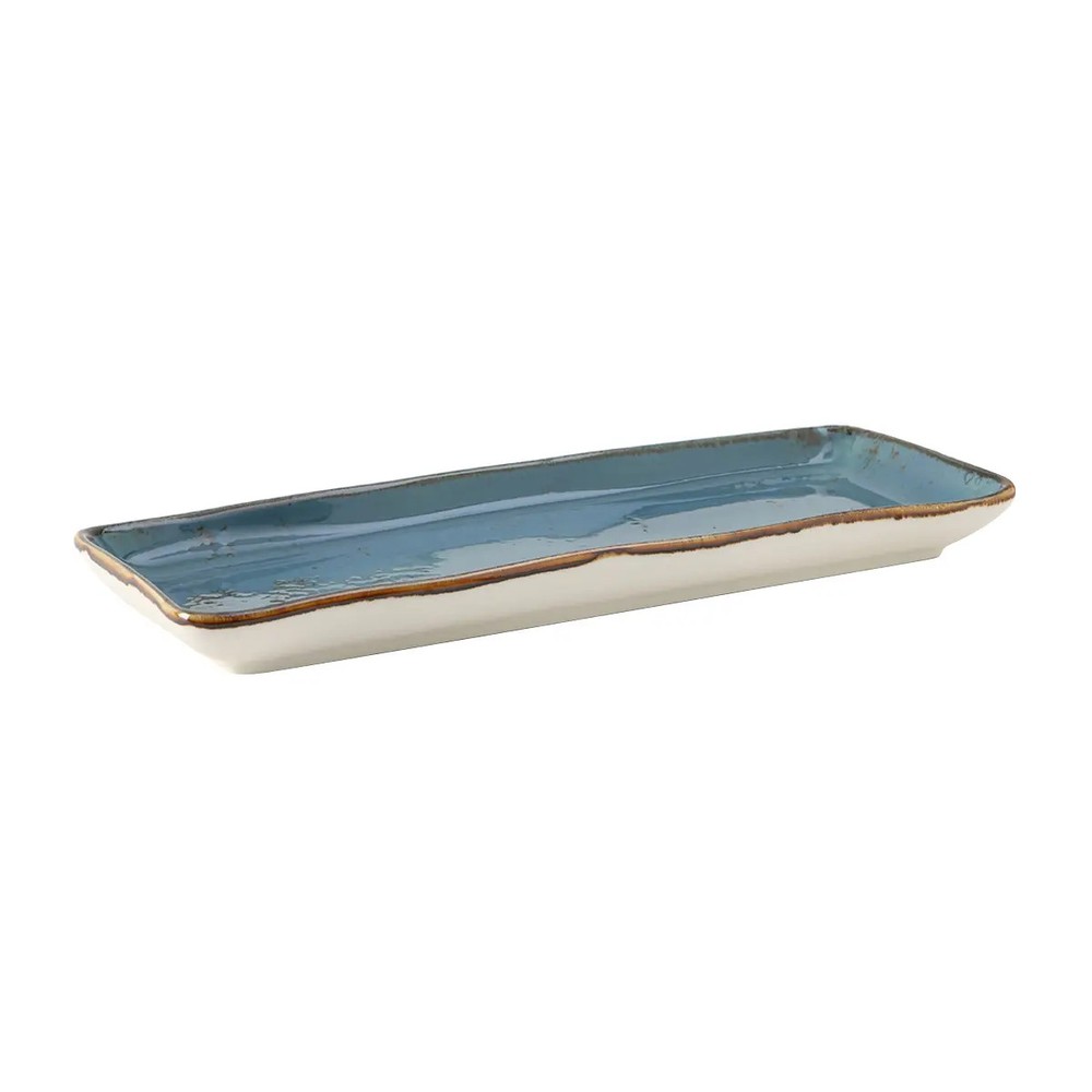 Tuxton China Inc Artisan Geode 13-3/4" Azure Ceramic Rectangular Tray - 1 Doz