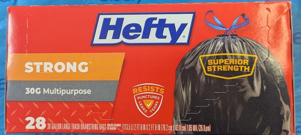 Hefty Strong 28 30 Gallon Large Trash Drawstring Bags New