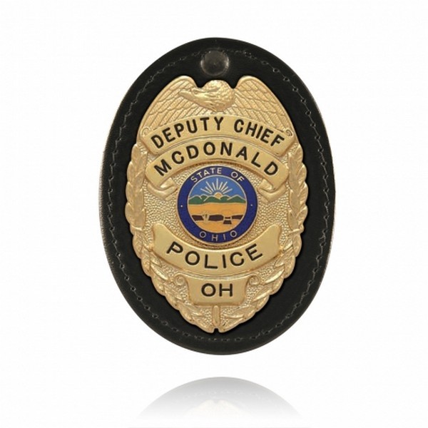 Model 5888 Oval Badge Holder, Hook & Loop Closure, Black