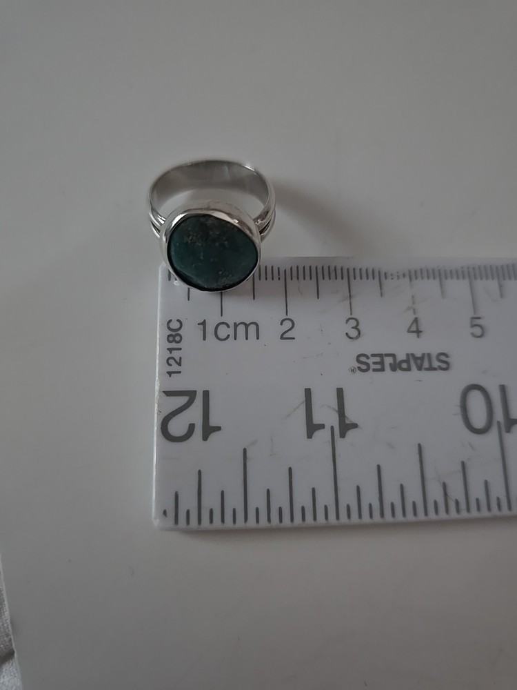 Natural Blue Turquoise Solid 925 Silver Plain Ring Size 7 Mexico