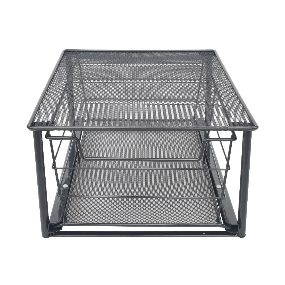 Stackable Slide-Out Drawer Organizer, Small Size, Black for Storage