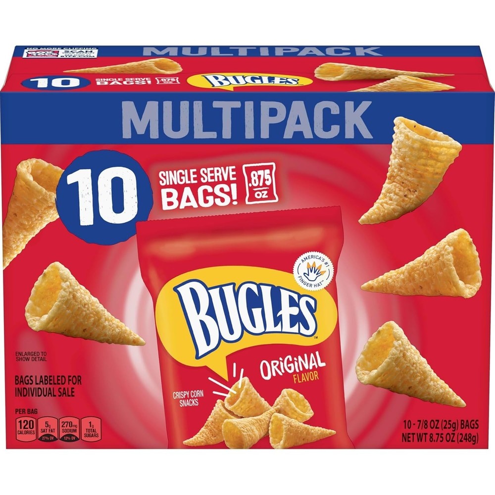 Bugles Crispy Corn Snacks, Original Flavor, Snack Bag, 8.75 oz...