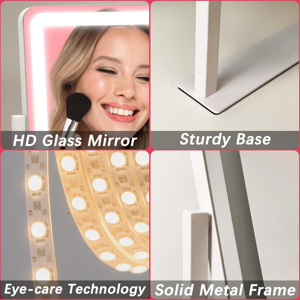 Vanity Mirror with Lights, 12.6"×15" LED Makeup Mirror, Lighted Makeup Mirror...
