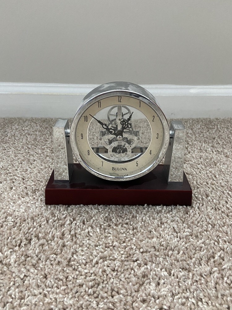 Bulova Large Clock Mahogany Finish