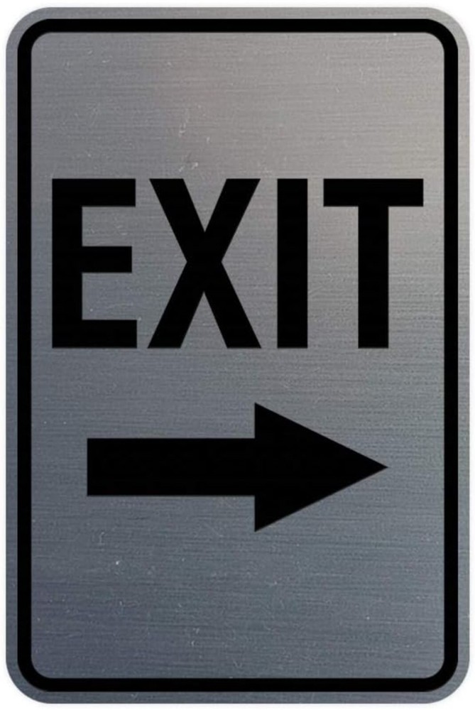 Portrait Round Exit Right Arrow Sign Brushed Silver