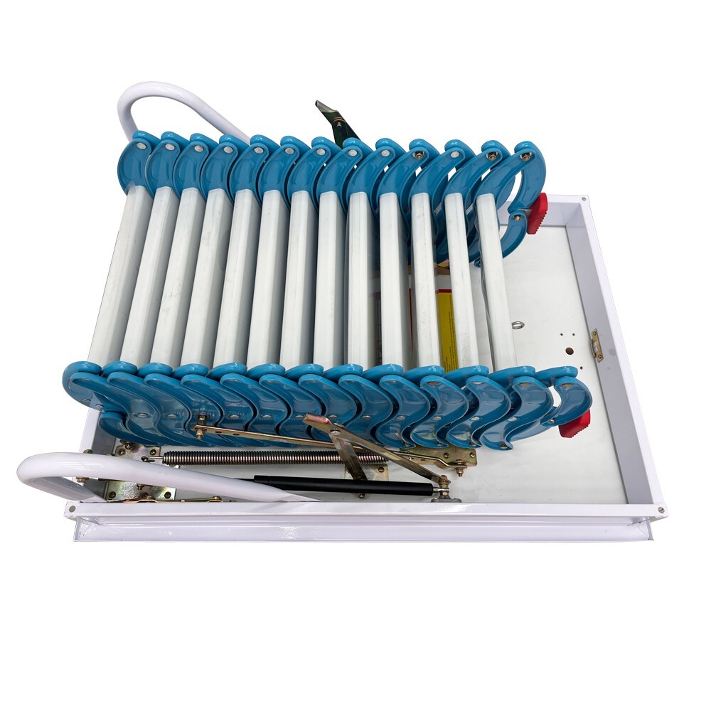 13 Steps Blue Attic Pull Down Ceiling Ladder Stairs 10.5ft Loft Ladder Folding