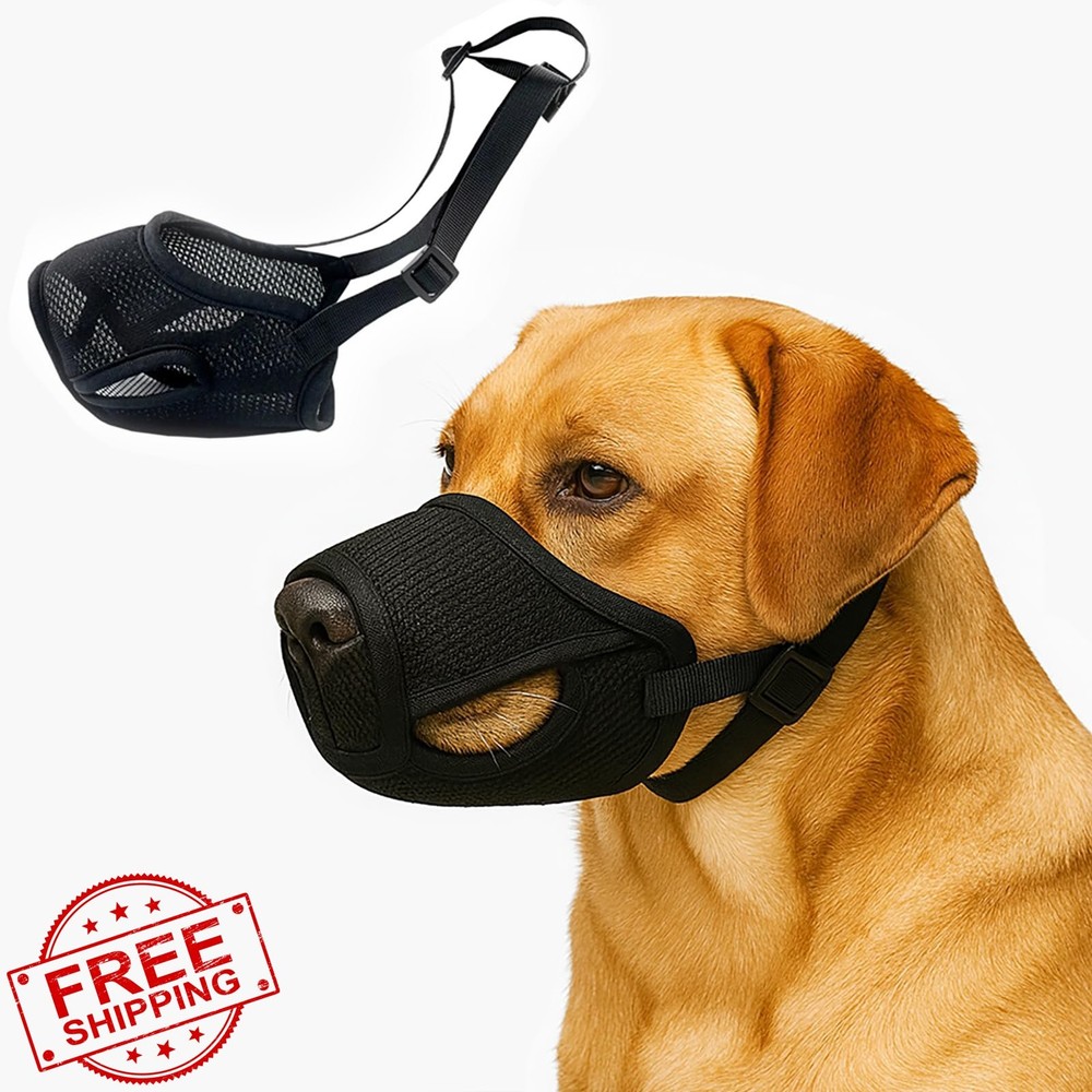 Colenumone Dog Muzzle S Black Mesh Soft Adjustable No Bark Prevent Biting