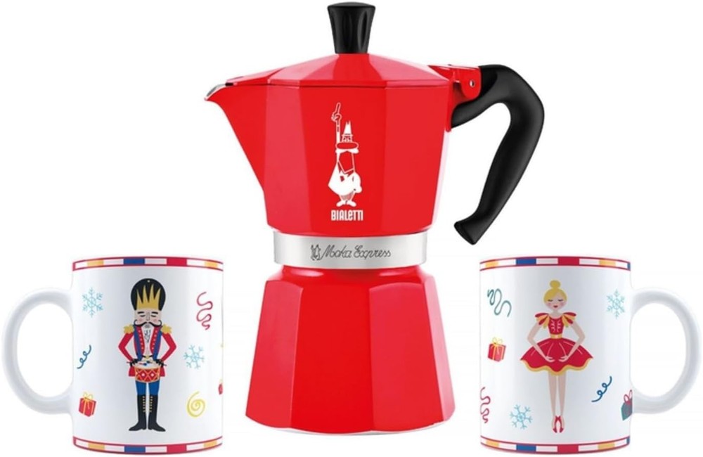 Authentic Italian Stovetop Espresso Maker - Limited Nutcracker Design, 6 Cups
